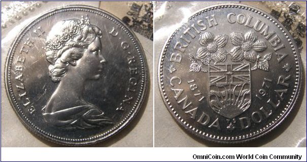 British Columbia, 1871 to 1971.Canada Dollar. PROOF-LIKE Mint SET
