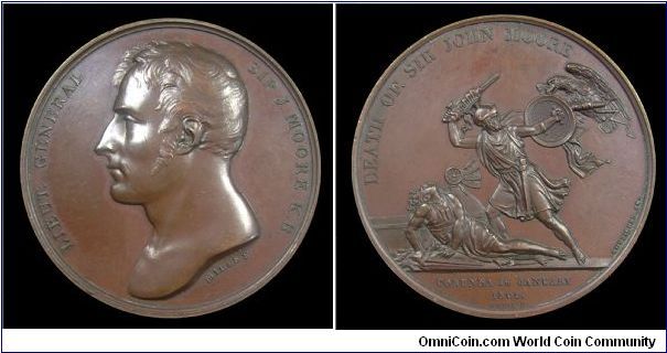 Death of General John Moore - AE medal mm. 41 (Mudie Series XIV - 1820)