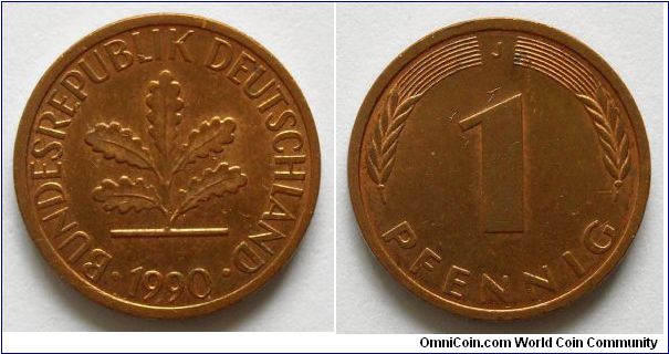1 pfennig.
Mintmark 
'J'
(Hamburg)