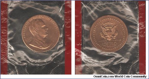 Richard M. Nixon Inaugural medal. 1-5/16 inch coin-relief bronze.
