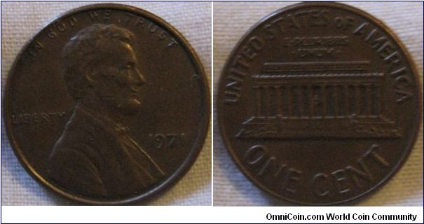 VF 1971 cent, no lustre