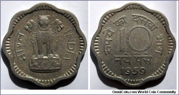 10 naye paise.
(Calcutta Mint)