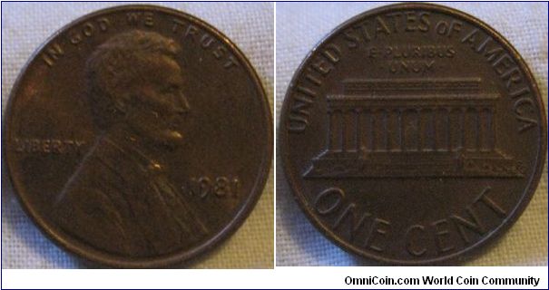 lustrous 1981 1 cent