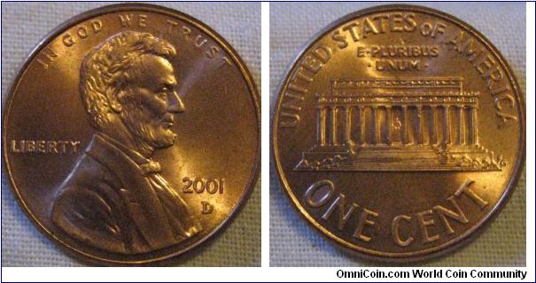 UNC 2001 D cent