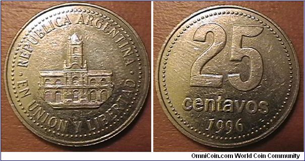 REPUBLICA ARGENTINA EN UNION Y LIBERTAD, 25 CENTAVOS, Copper-nickel