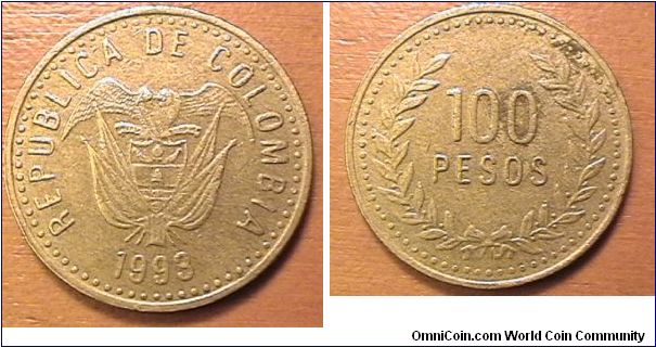 REPUBLICA DE COLOMBIA. 100 PESOS.
Brass
