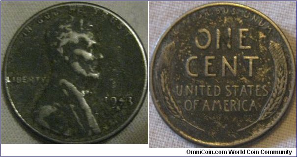 1943 s steel cent, not in a bad condition, bit of corrosion or rust makes it a nice colour