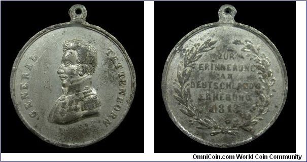 General F.K. von Tettenborn (Cavalry general in Austria and Russia armies during the Napoleonic wars) - Tin medal mm. 29