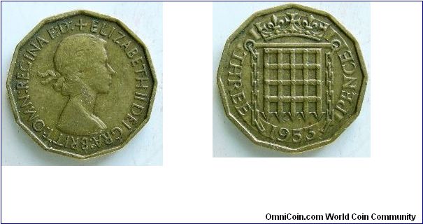 Threepence, 
Elizabeth II, 
Spink Ref: 4152
