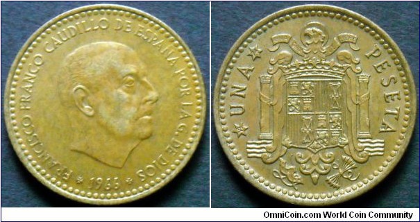 1 peseta.
1966 (1974)