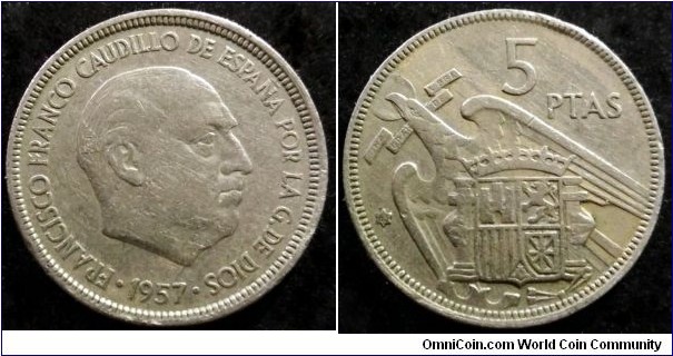 5 pesetas.
1957 (1963)