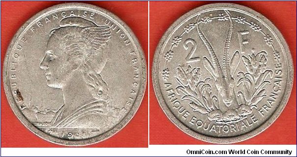 French Equatorial Africa / French colony
2 francs
aluminum