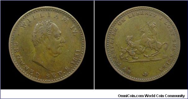 William IV crowned - Brass medal mm 25