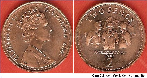 2 pence
Operation Torch 1942
copper-plated steel