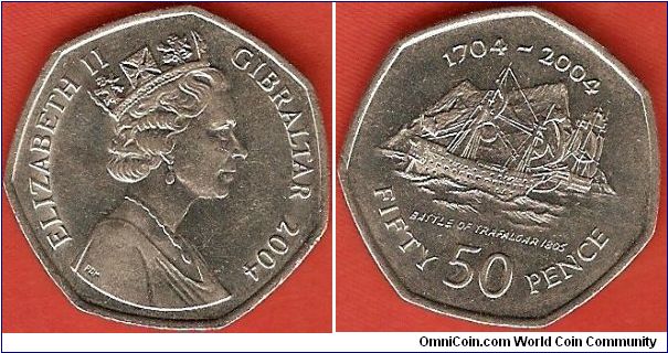 50 pence
Tercentenary of Gibraltar 1704-2004
Battle of Trafalgar 1805