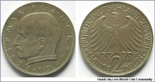 2 mark.
Max Planck
(1858-1947)
Mintmark 'F'
(Stuttgart)