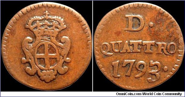 1793 4 Denari, Genoan Republic.                                                                                                                                                                                                                                                                                                                                                                                                                                                                                          