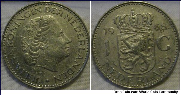 faint lustre on this 1968 1 guilder, nice condition for the date