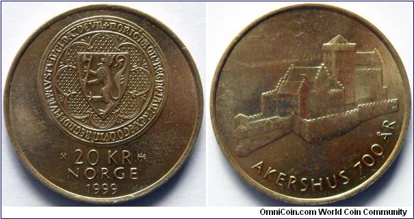 20 kroner.
700 years of Akershus Fortress