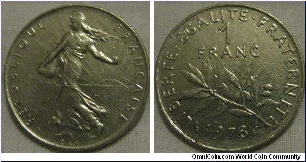 1978 1 franc, great condition. lovely coin.