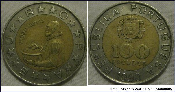 upper VF 1990 100 escudos, nice coin.
