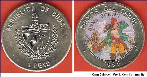 1 peso
Pirates of the Caribbean: Anne Bonny, with a colored portrait
copper-nickel