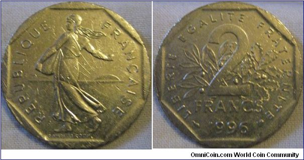 2 francs EF 1996 nice coin.