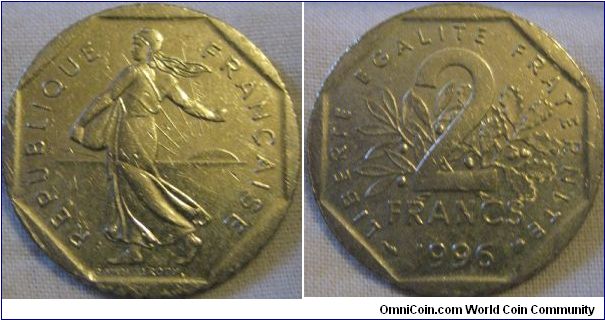 2 francs EF 1996 nice coin.