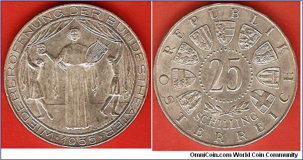 25 schilling
Reopening of the Bundestheater.
0.800 silver