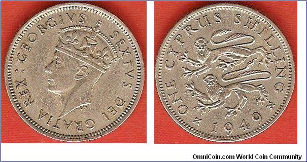 one Cyprus shilling
George VI by Percy Metcalfe
copper-nickel