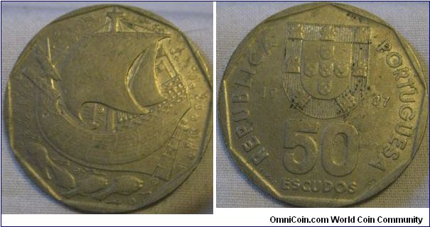 lustrous 1987 50 escudos, nice coin