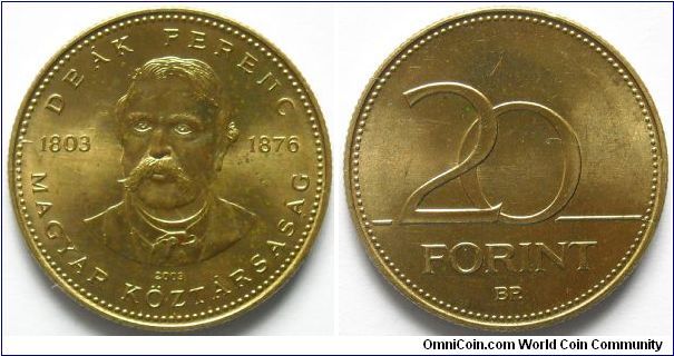 20 forint.
Ferenc Deak
(1803-1876)
