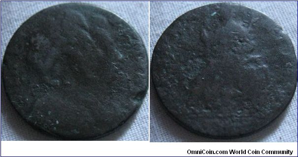 william and mary farthing, bought as a 1694 so that is what i will put, very worn example