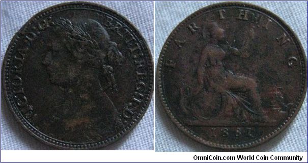 1881 farthing, average grade no variants, good coin.