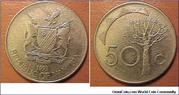 REPUBLIC OF NAMIBIA, 50 CENTS
Nickel plated steel