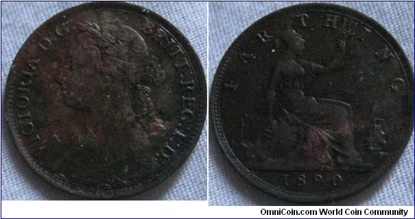 nice 1890 farthing, fine condition, no variants for this year.