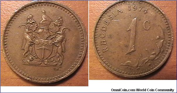 RHODESIA, 1 CENT,
Bronze