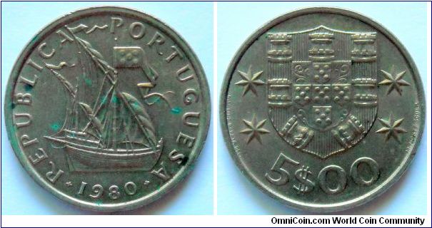 5 escudos. 1980