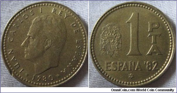 1982 world cup 1 peseta from 1980, nice lustrous condition.