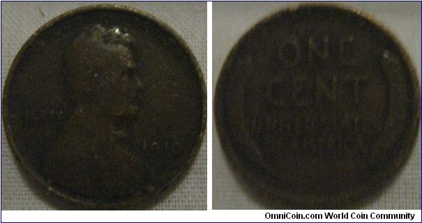 1910 cent, early wheat cent, rather well worn though