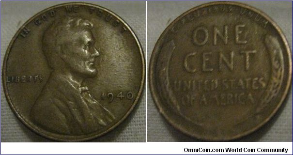 1940 cent, fine condition, still enough detail for this to be desirable