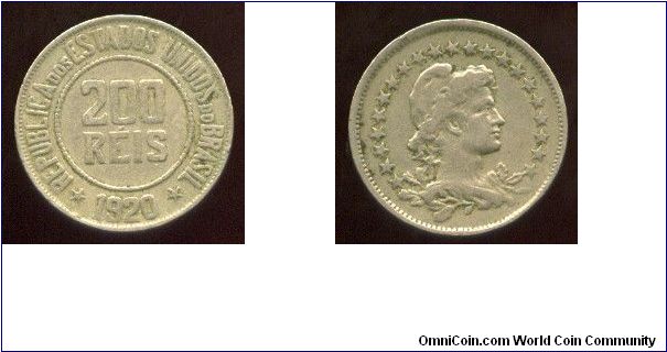200 Reis
Value & date
Liberty head within ring of stars