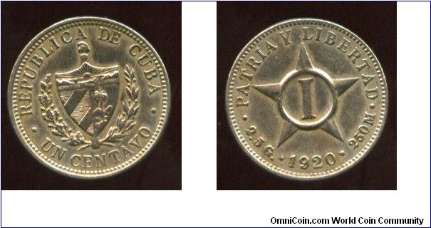 1 Centavo
Coat of arms within a wreath
Value within a 5 pointed star