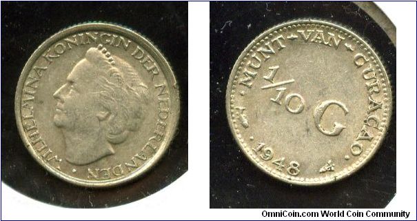1/10  Gulden
Queen Wilhemlina
Value