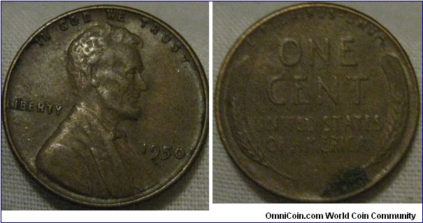 good grade 1950 lustre subdued 1 cent coin