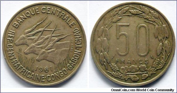 50 francs. 1961,
Equatorial African States.