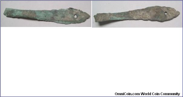 Antiuqe fish coin D variety,Zhou dynasty,
it has 84mm diameter,weight 4.7g.