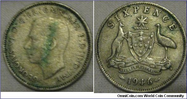 1946 australia 6D, Fine grade