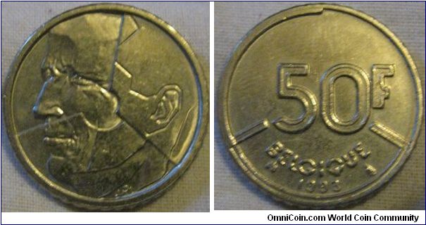 1993 50 franc EF, great details interesting obverse design
