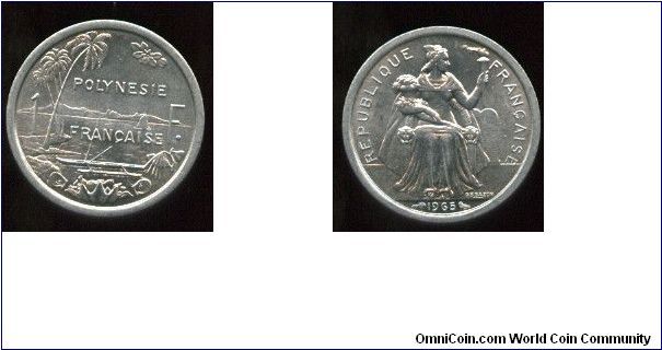 1 Franc
Island scene divides denomination
Seated Liberty with torch and cornucopia
Designed by G B L Bazor